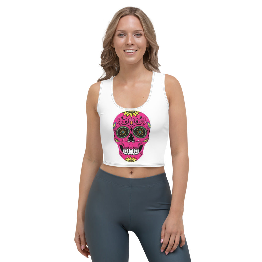 Sugar Skull White Crop Top