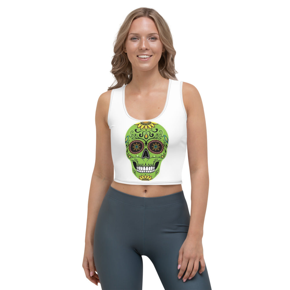 Sugar Skull White Crop Top