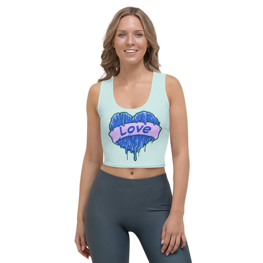 Blue Drippy Heart Crop Top