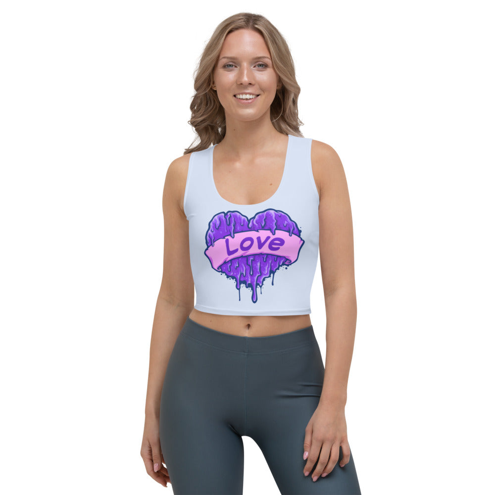 Purple Drippy Heart Crop Top