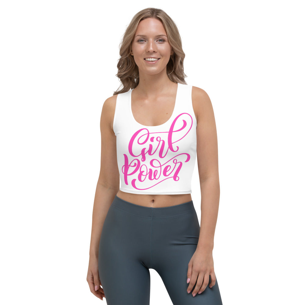 White & Pink Girl Power Crop Top