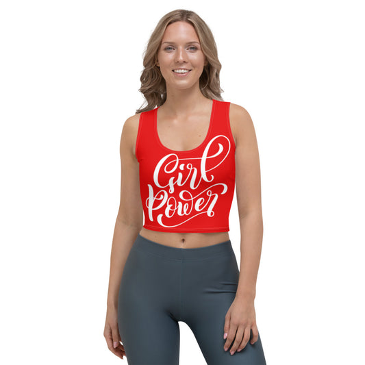 Red & White Girl Power Crop Top