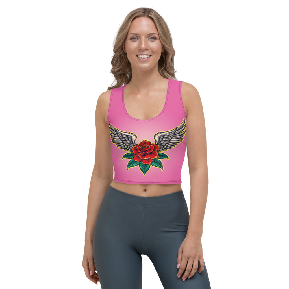 Pink Angel Roses Crop Top