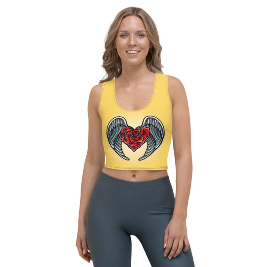 Yellow Angel Roses Crop Top