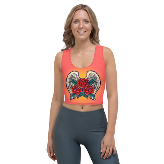 Red Angel Roses Crop Top