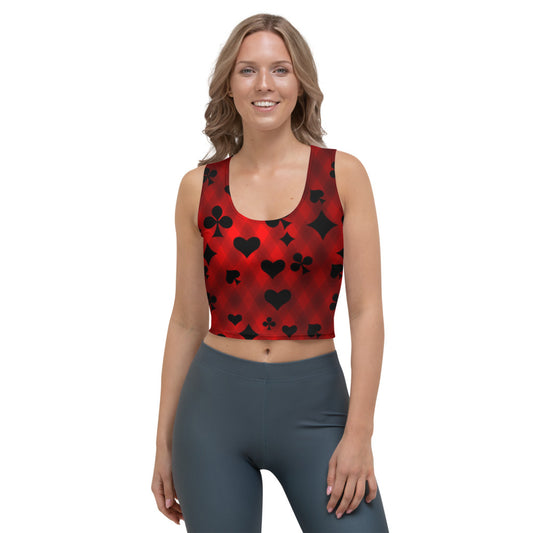 Red & Black Playing Card Crop Top