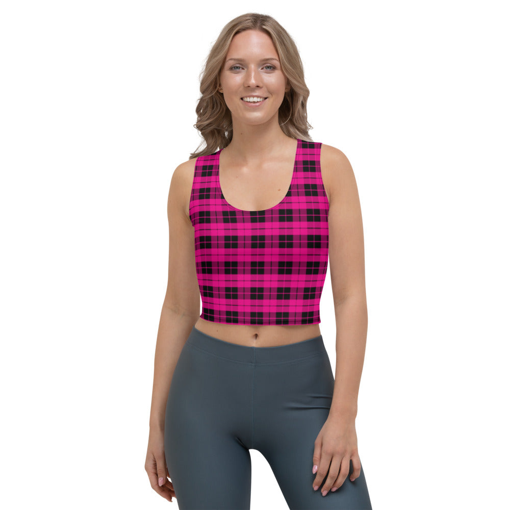 Pink & Black Plaid Crop Top