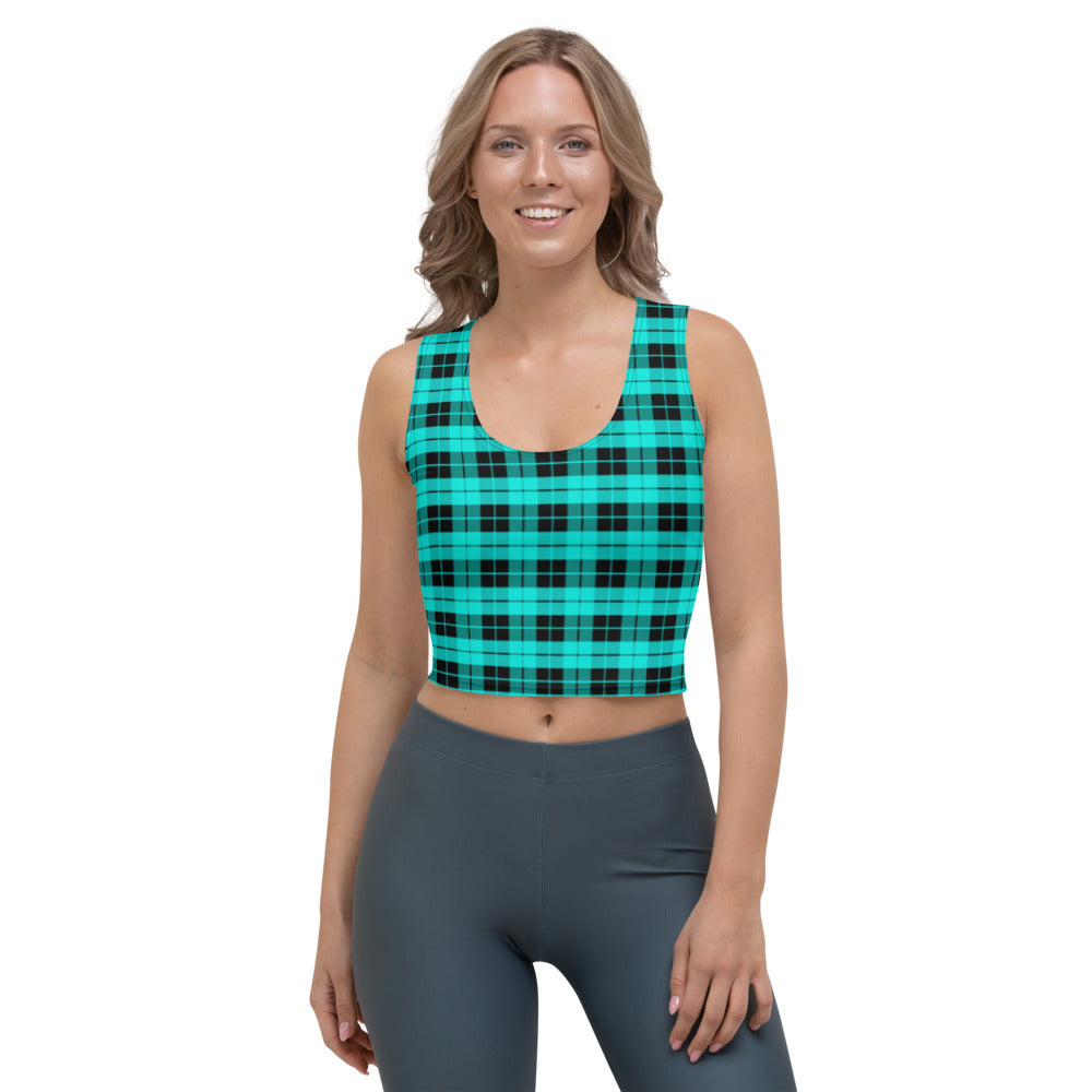 Teal & Black Plaid Crop Top