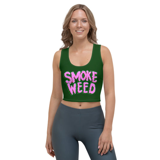 Dark Green & Pink Smoke Weed Stoners Only Crop Top