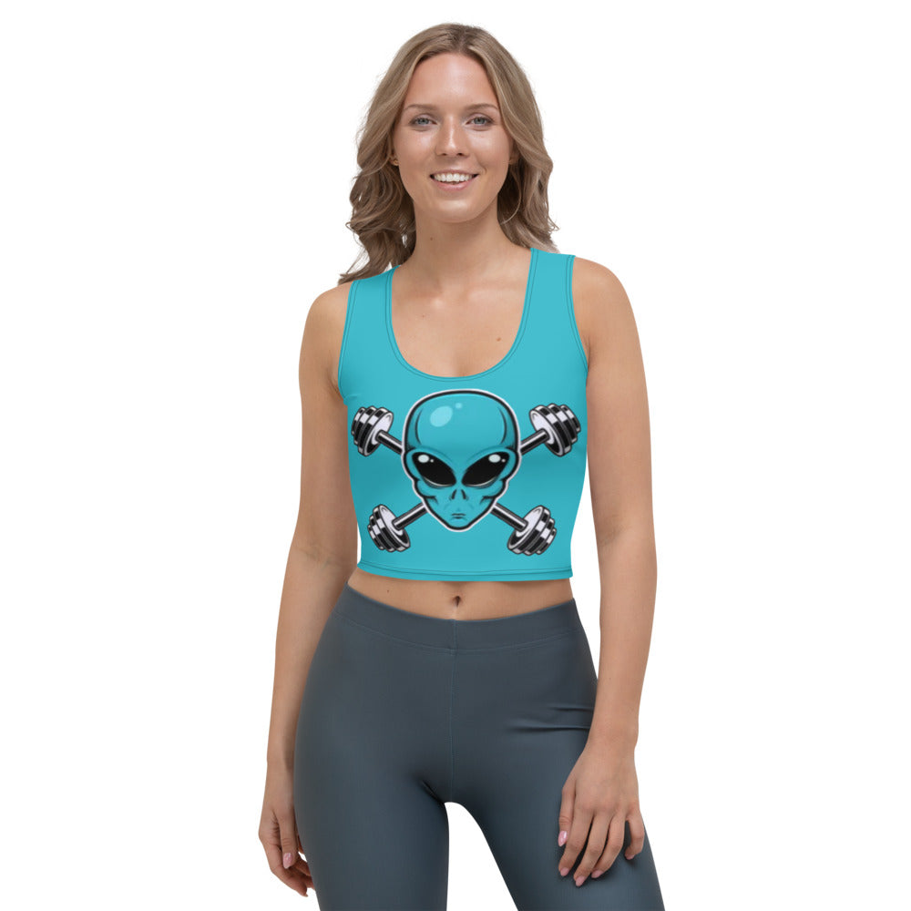 Light Blue Alien Gym Crop Top