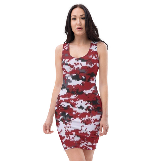 Red, White & Black Camo Dress