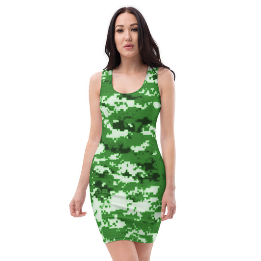 Green, White & Black Camo Dress