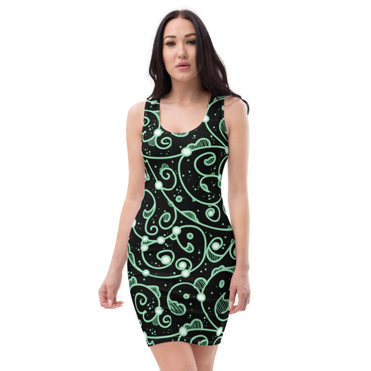 Black & Teal Swirls Dress