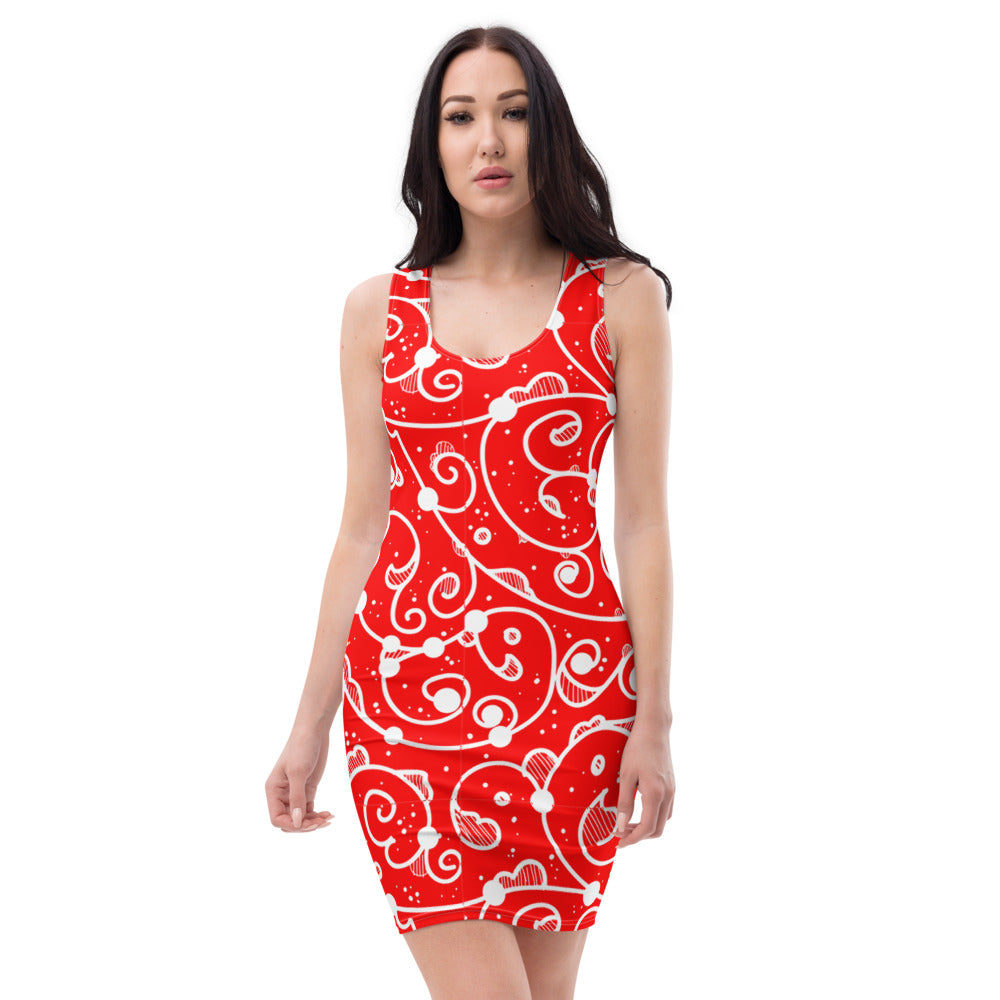 Red & White Swirls Dress