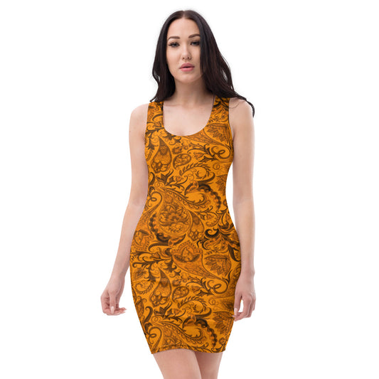 Cute Flower Orange & Black Dress