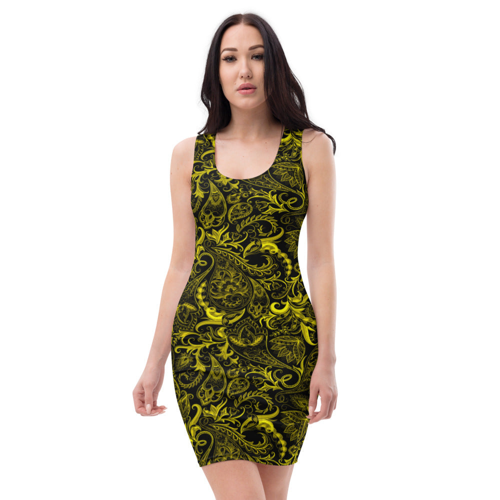 Cute Flower Black & Yellow Dress