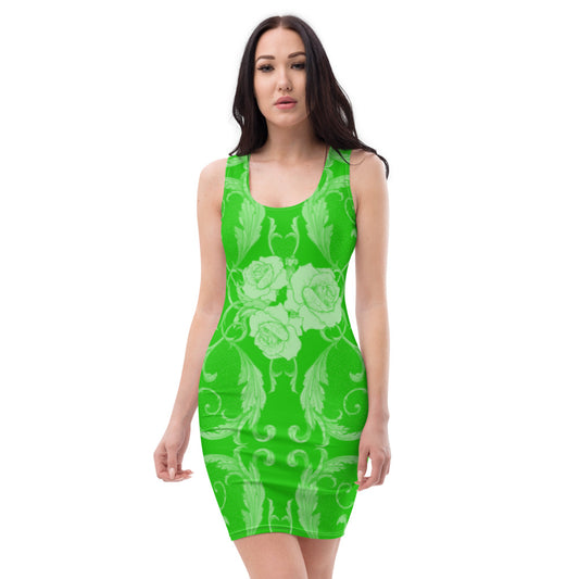 Cute Green & White Roses Dress