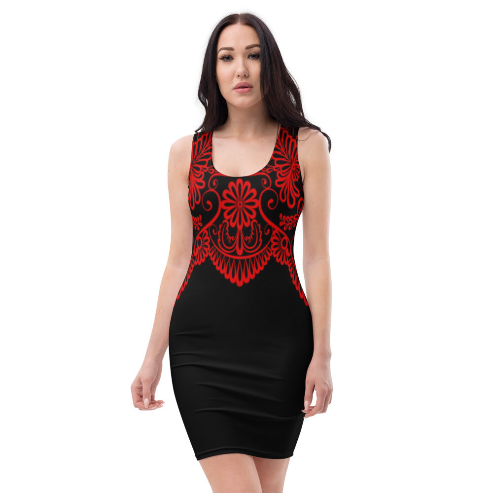 Black & Red Lace Style Dress