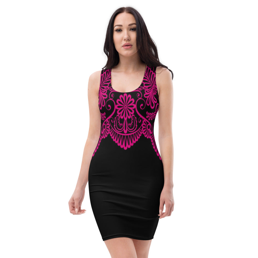 Black & Pink Lace Style Dress