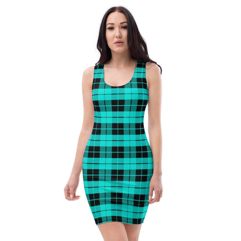 Teal & Black Plaid Dress