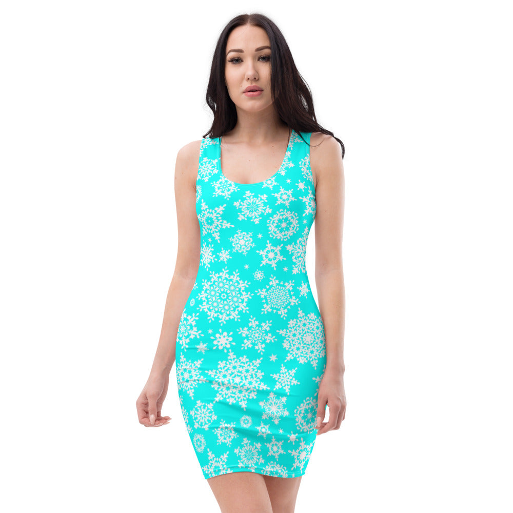 Teal Snow Flake Dress