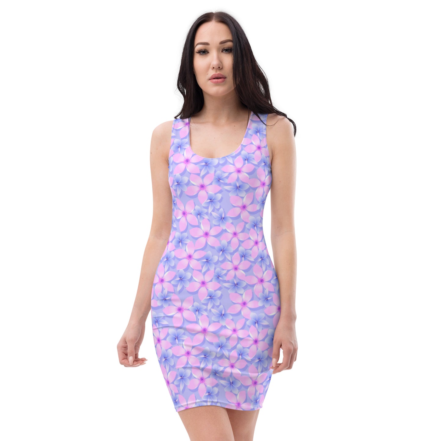 Pink & Purple Tropical Flowers Dress