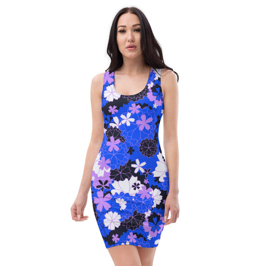 Blue Japanese Flower Dress