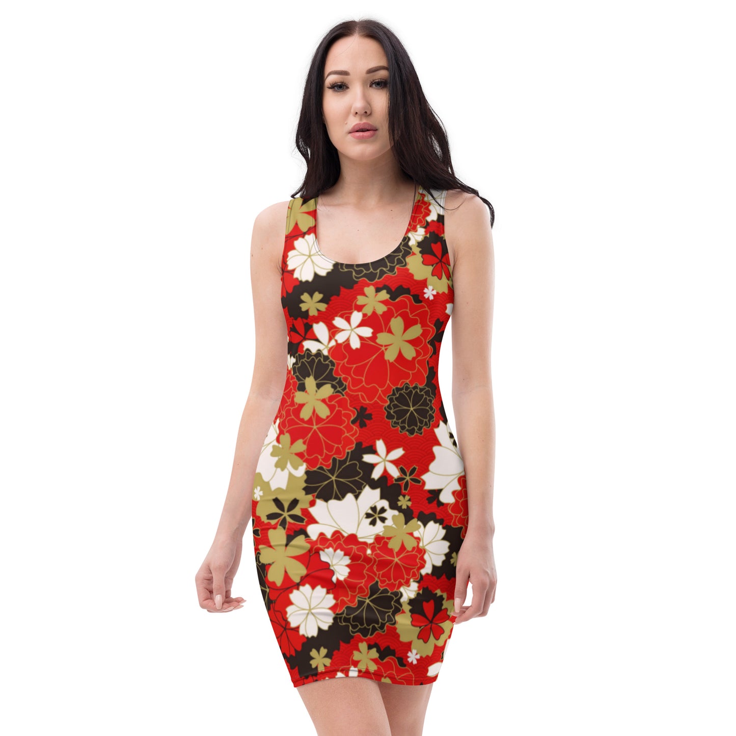 Red Japanese Flower Dress