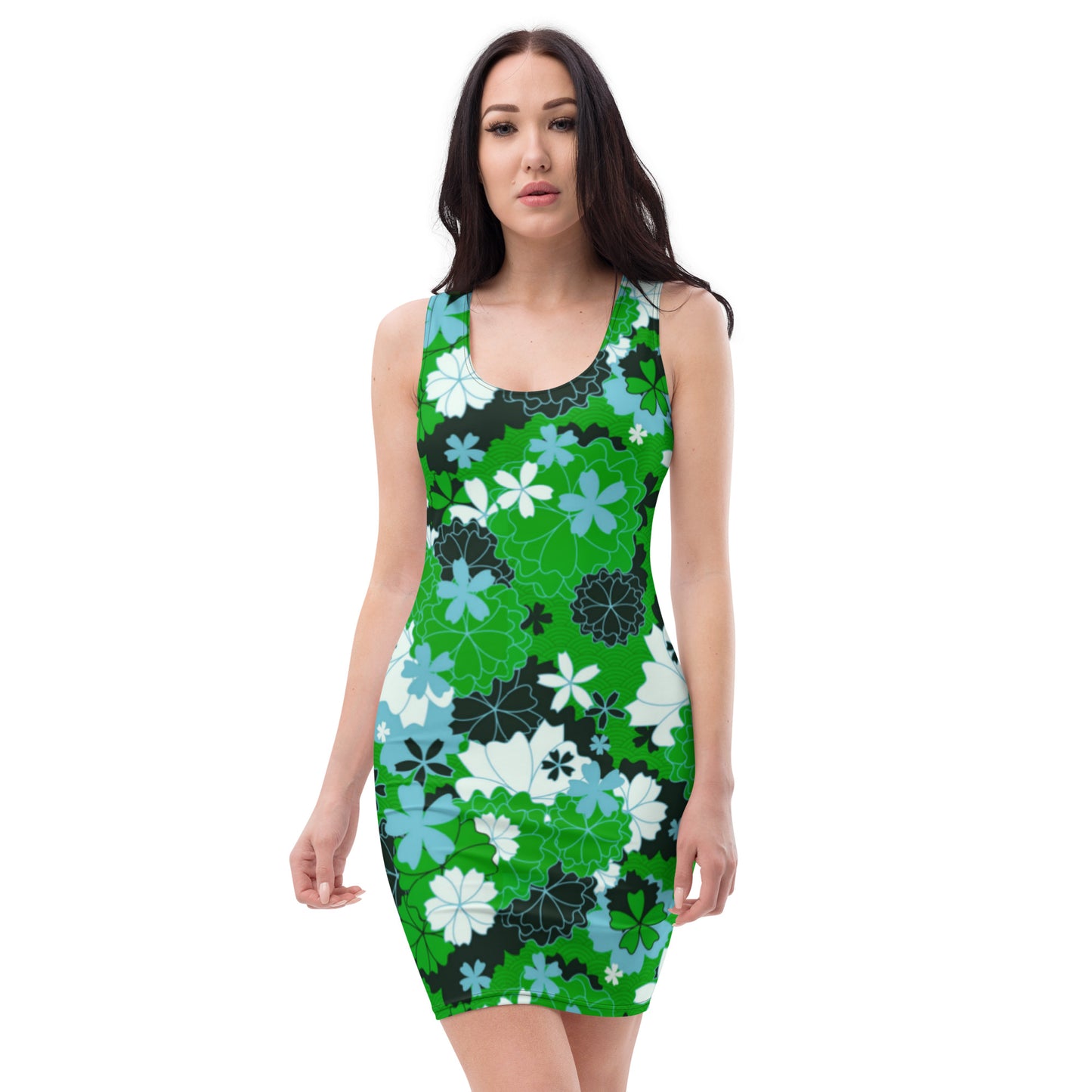 Green Japanese Flower Dress