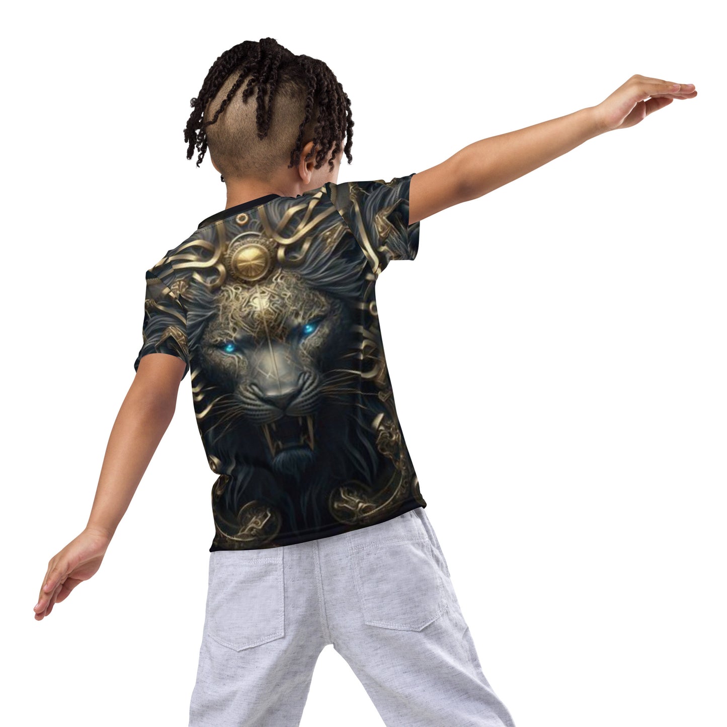 Cyborg Lion Kids crew neck t-shirt