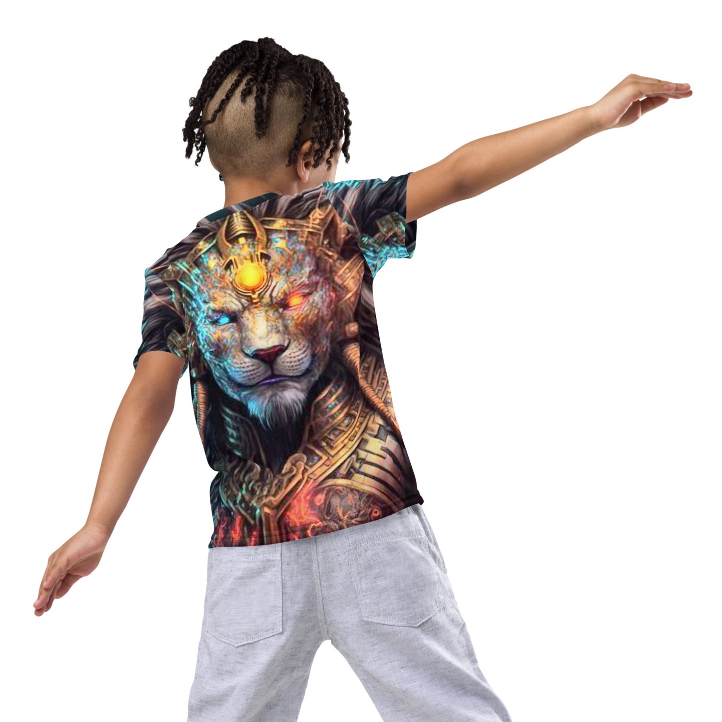 Cyborg Lion Kids crew neck t-shirt