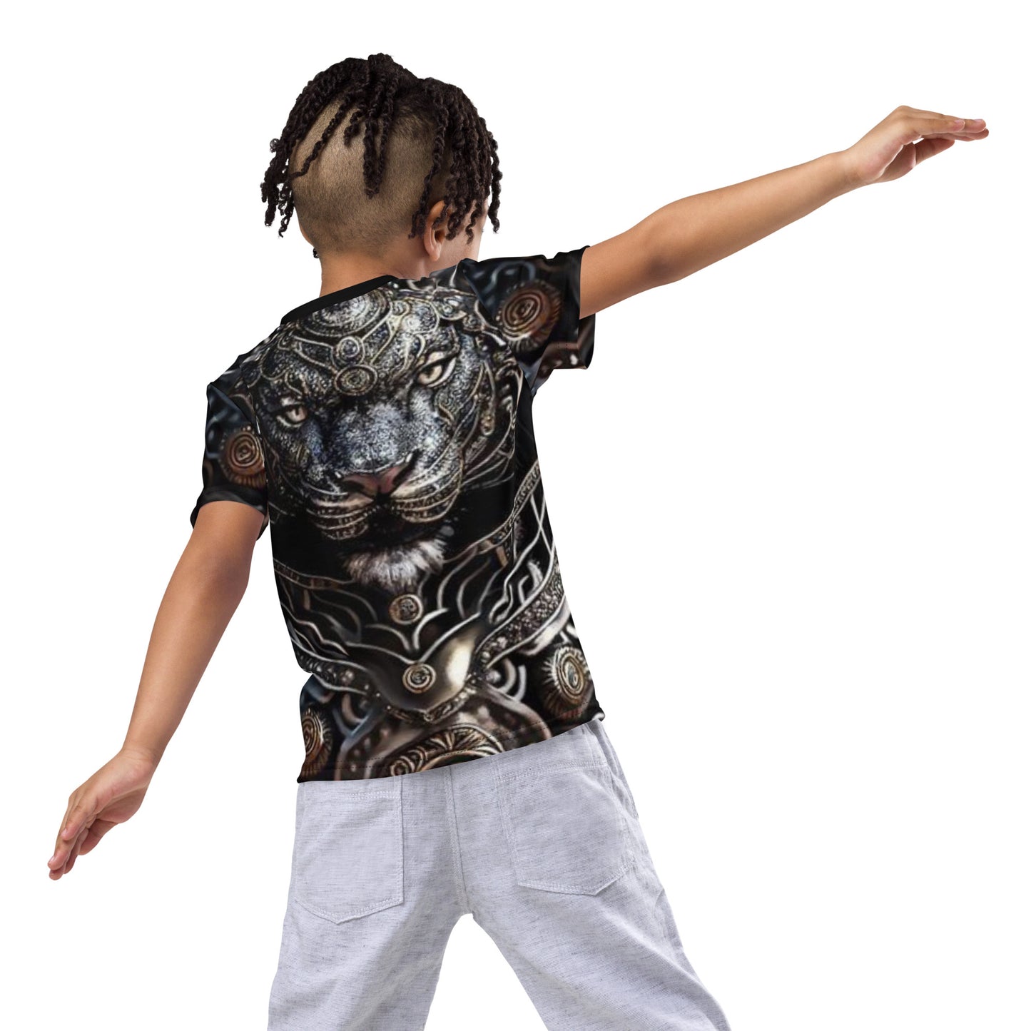 Cyborg Lion Kids crew neck t-shirt