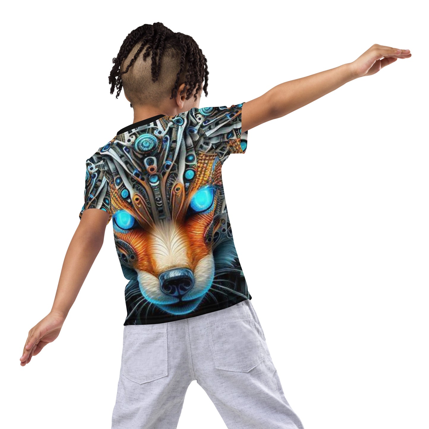 Cyborg Fox Kids crew neck t-shirt