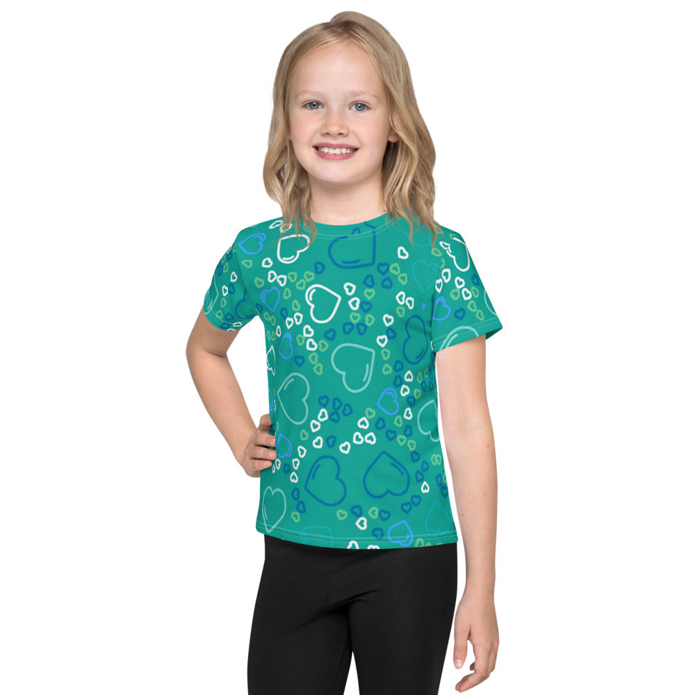 Teal Hearts Kid's T-shirt