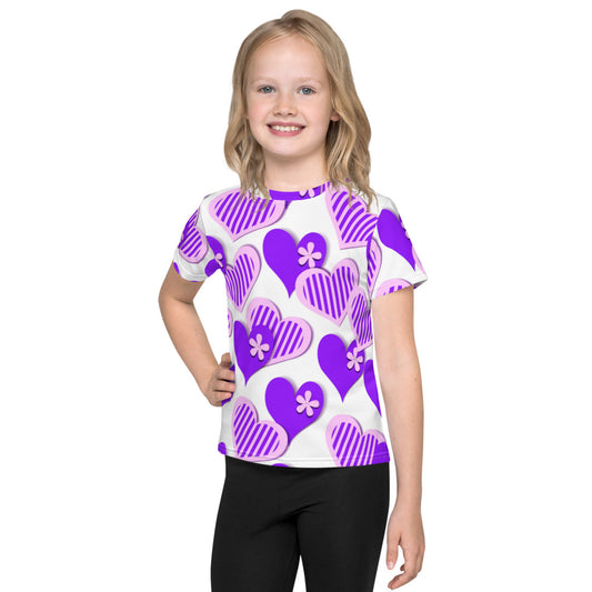 Cute Purple Hearts Kids T-shirt