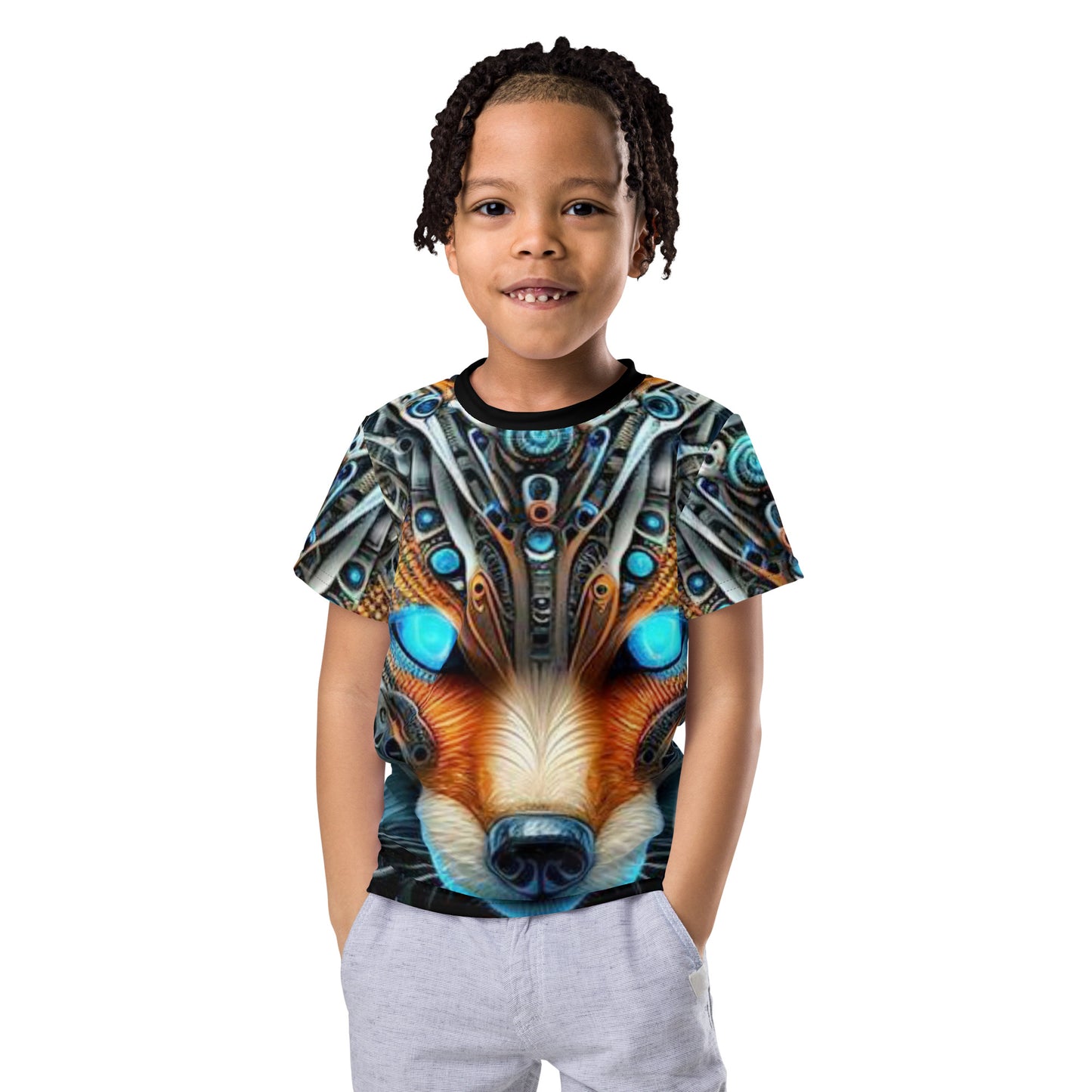 Cyborg Fox Kids crew neck t-shirt