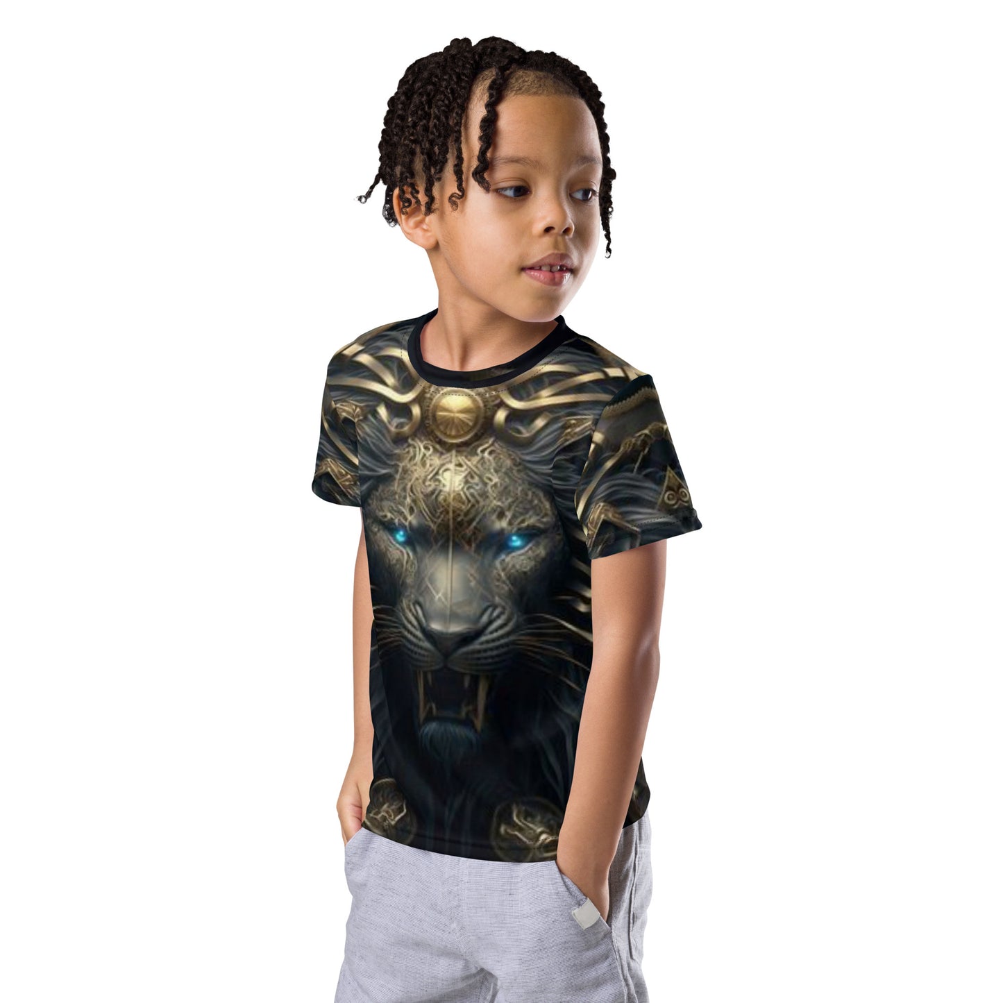 Cyborg Lion Kids crew neck t-shirt