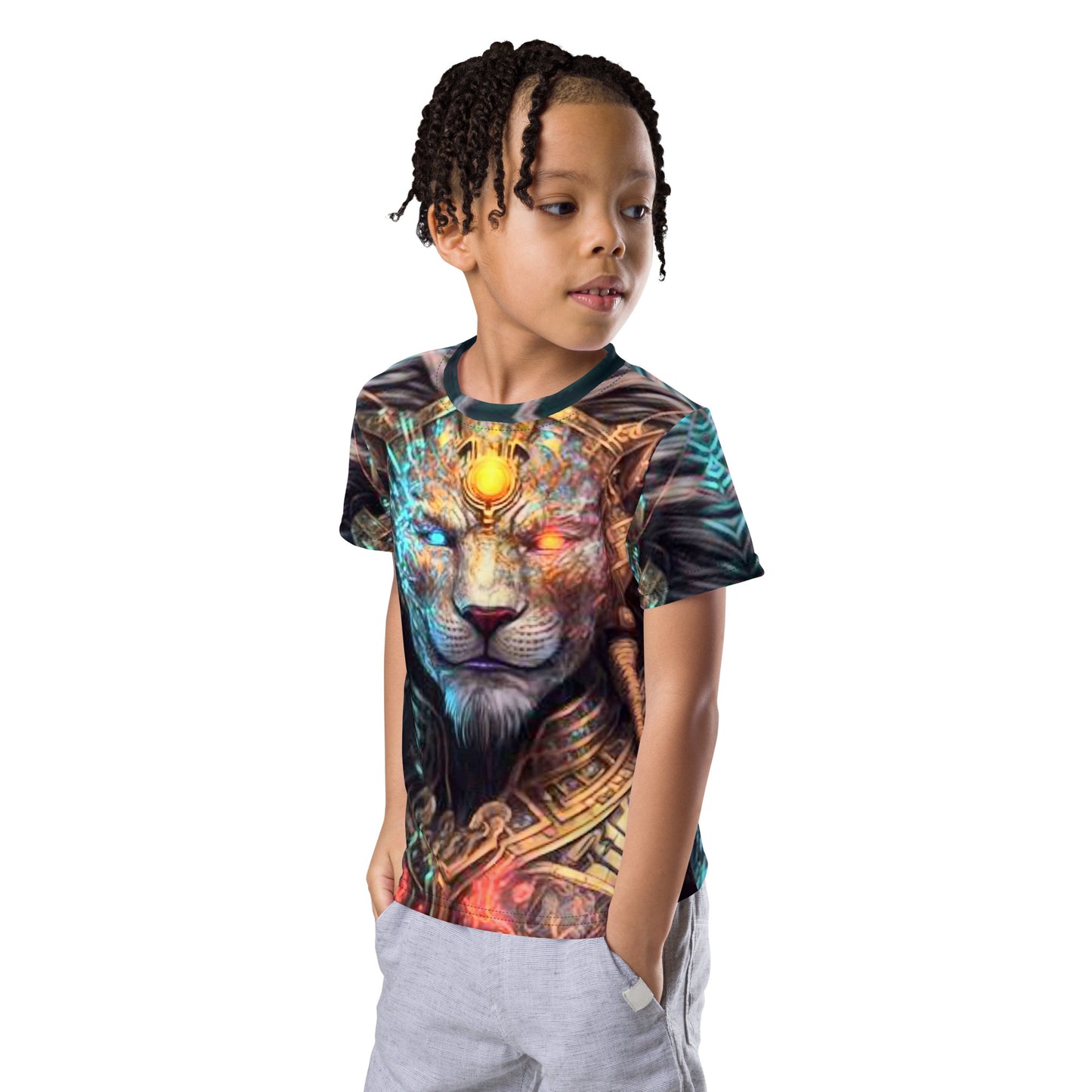 Cyborg Lion Kids crew neck t-shirt