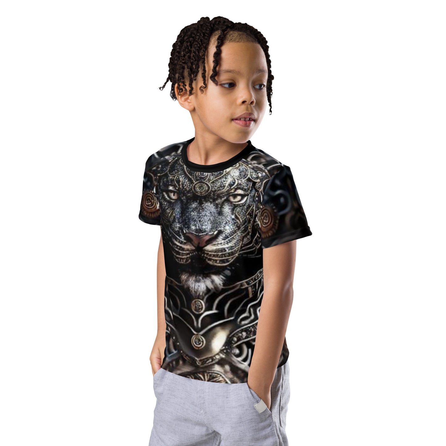 Cyborg Lion Kids crew neck t-shirt