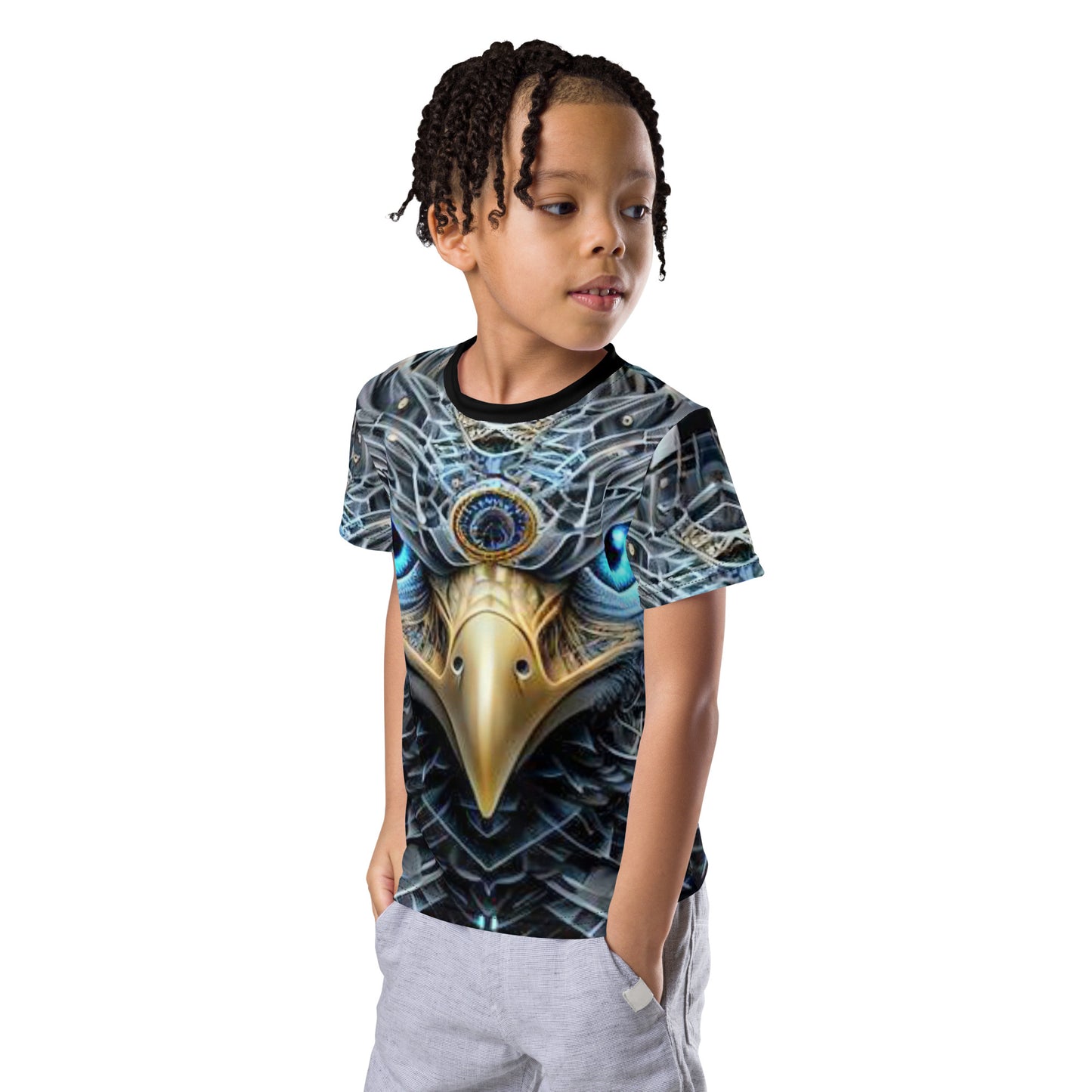 Cyborg Eagle Kids crew neck t-shirt