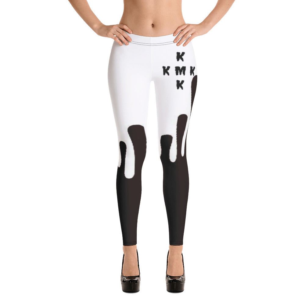 White & Black Paint Drippin Leggings