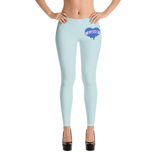 Blue Drippy Heart Leggings