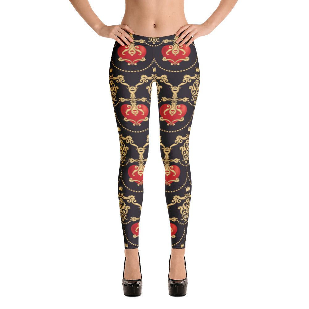 Black & Gold Royal Hearts Leggings