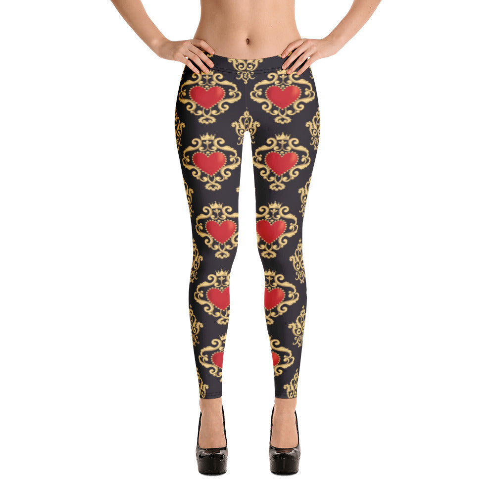 Black & Gold Royal Hearts Leggings