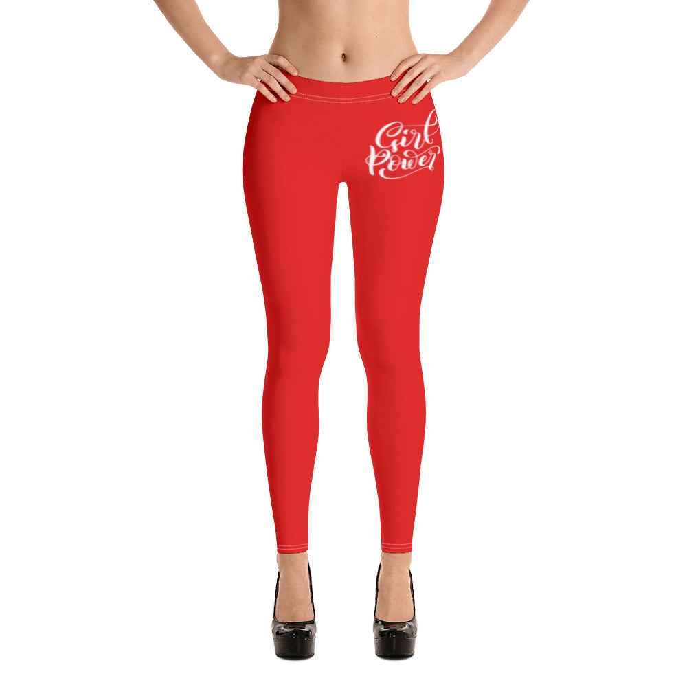 Red & White Girl Power Leggings