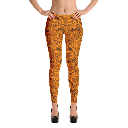 Cute Flower Orange & Black Leggings