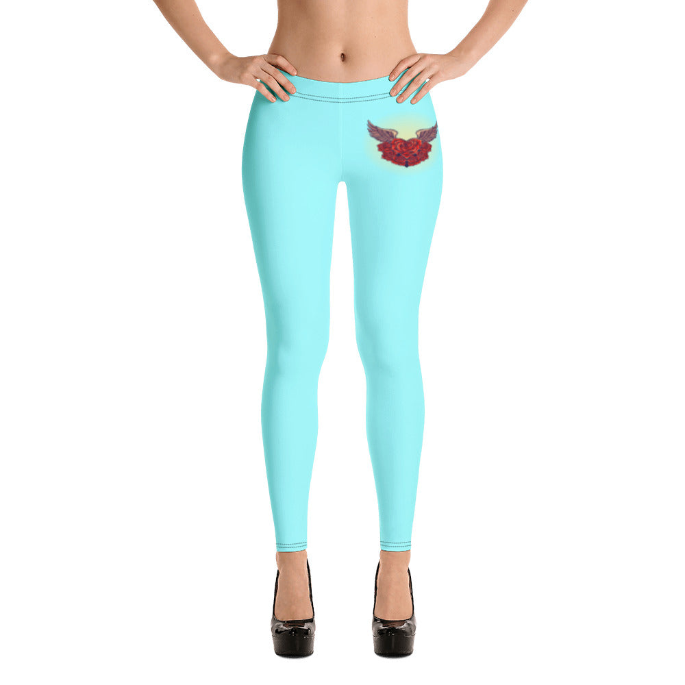 Light Blue Angel Roses Leggings