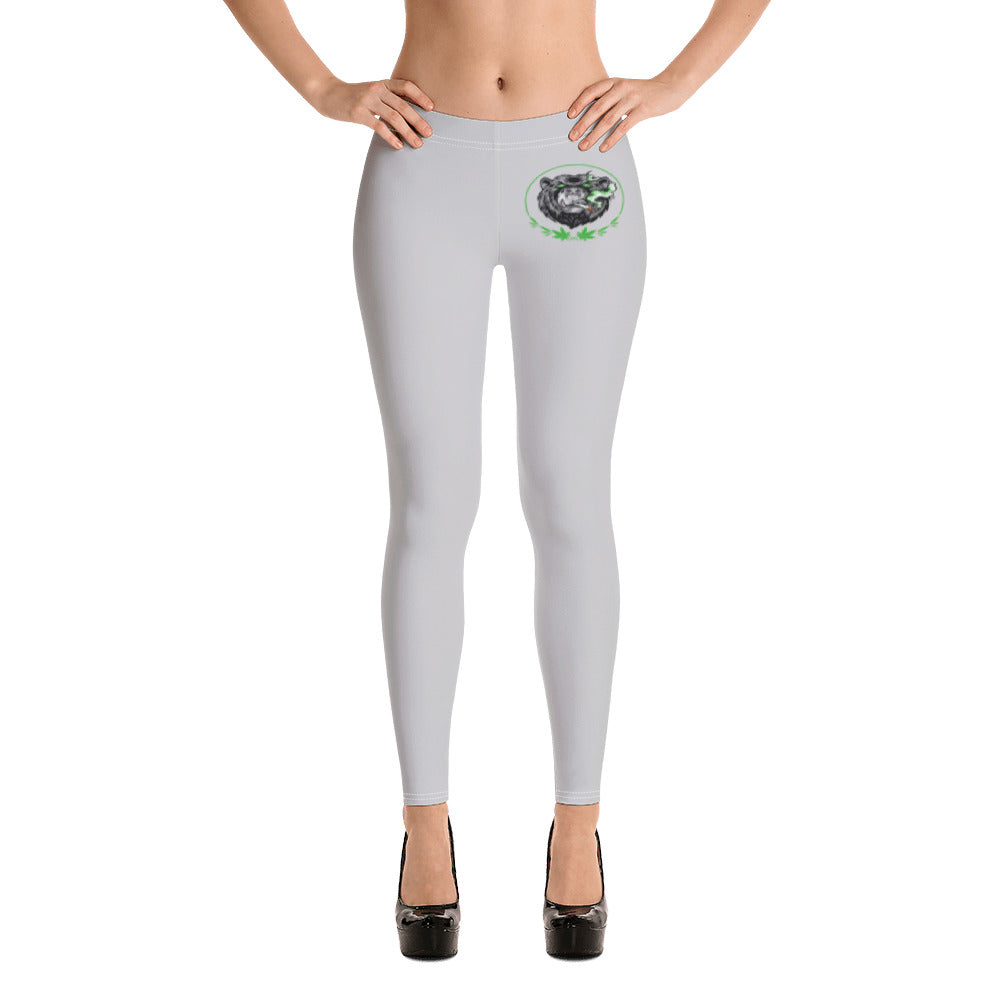 Stoners Only Grey & Green Smoking Bear Leggings