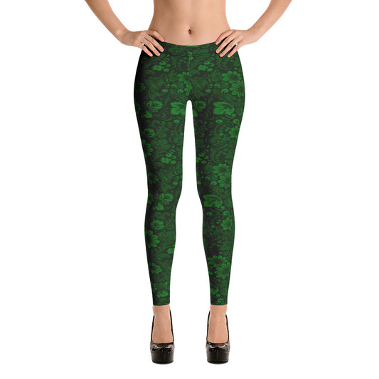 Green Flowers Leggings