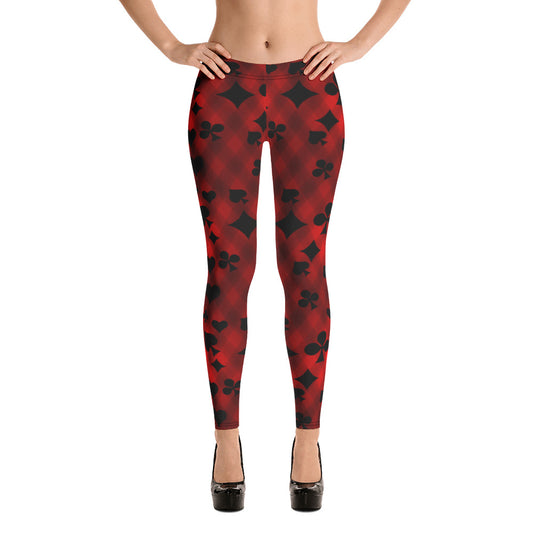 Red & Black Playing Card Leggings